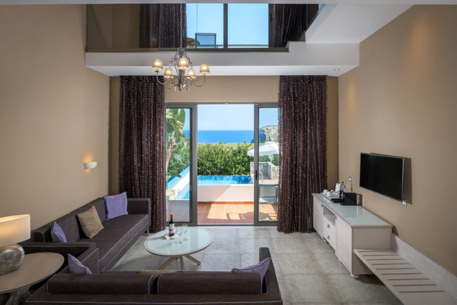 Maisonette Private Pool Sea View-sitting-area